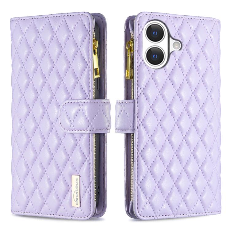 Diamond Lattice Zipper Wallet Leather Flip Phone Case, For iPhone 18 Pro/17 Pro, For iPhone 18 Pro Max/17 Pro Max, For iPhone 17, For iPhone 17 Air, For iPhone 16 Pro Max, For iPhone 16 Pro, For iPhone 16 Plus, For iPhone 16