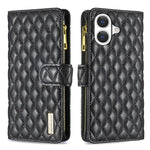 Diamond Lattice Zipper Wallet Leather Flip Phone Case, For iPhone 18 Pro/17 Pro, For iPhone 18 Pro Max/17 Pro Max, For iPhone 17, For iPhone 17 Air, For iPhone 16 Pro Max, For iPhone 16 Pro, For iPhone 16 Plus, For iPhone 16