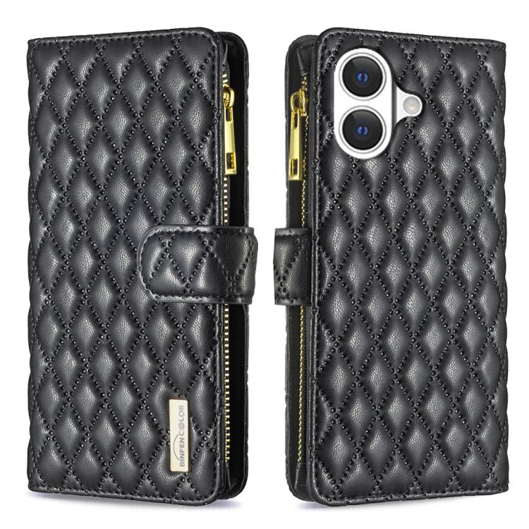 Diamond Lattice Zipper Wallet Leather Flip Phone Case, For iPhone 18 Pro/17 Pro, For iPhone 18 Pro Max/17 Pro Max, For iPhone 17, For iPhone 17 Air, For iPhone 16 Pro Max, For iPhone 16 Pro, For iPhone 16 Plus, For iPhone 16