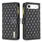 Diamond Lattice Zipper Wallet Leather Flip Phone Case, For iPhone 18 Pro/17 Pro, For iPhone 18 Pro Max/17 Pro Max, For iPhone 17, For iPhone 17 Air, For iPhone 16 Pro Max, For iPhone 16 Pro, For iPhone 16 Plus, For iPhone 16