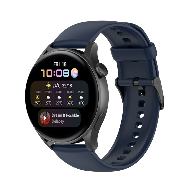 Solid Color Silicone Stainless Steel Black Buckle Watch Band, Black Buckle