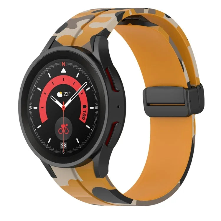Magnetic Clasp Camouflage Silicone Watch Band, For Samsung Galaxy Watch5 / 5 Pro / Watch 4 / 4 Classic