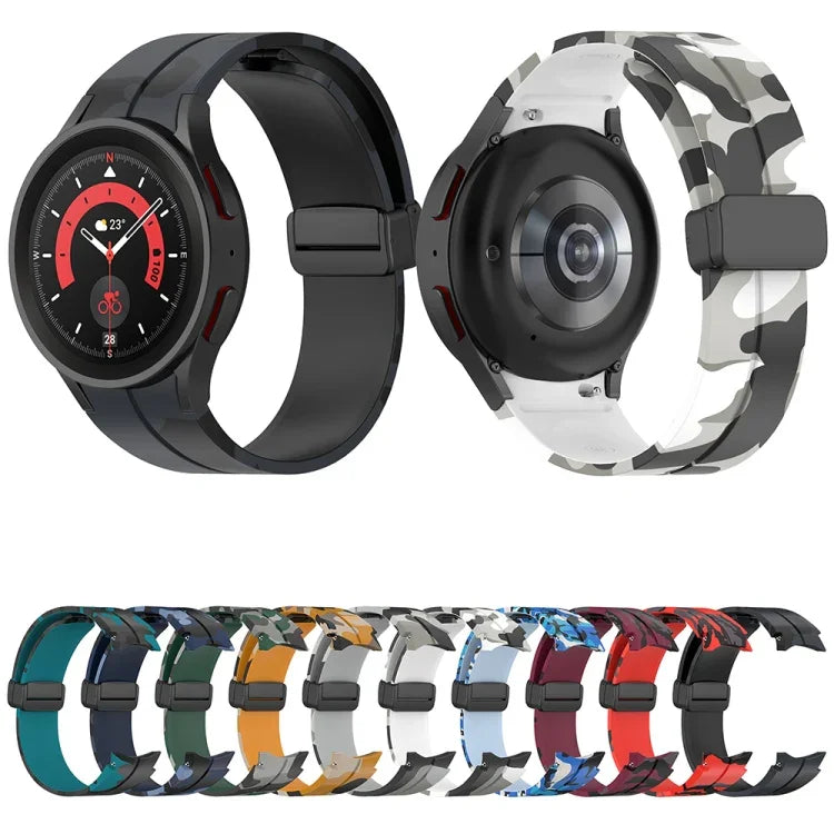 Magnetic Clasp Camouflage Silicone Watch Band, For Samsung Galaxy Watch5 / 5 Pro / Watch 4 / 4 Classic