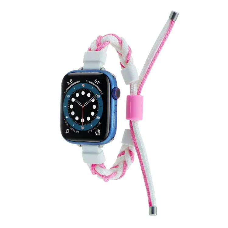 Silicone Bean Braided Cord Nylon Watch Band, For Apple Watch 4 44mm, For Apple Watch 4 40mm, For Apple Watch 3 38mm, For Apple Watch 3 42mm, For Apple Watch 2 42mm, For Apple Watch 2 38mm
