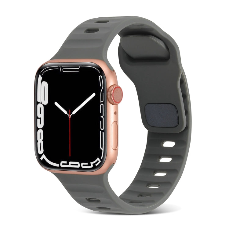 Square Buckle Stripes Silicone Watch Band, For Apple Watch Ultra 2 49mm, For Apple Watch Series 9 45mm