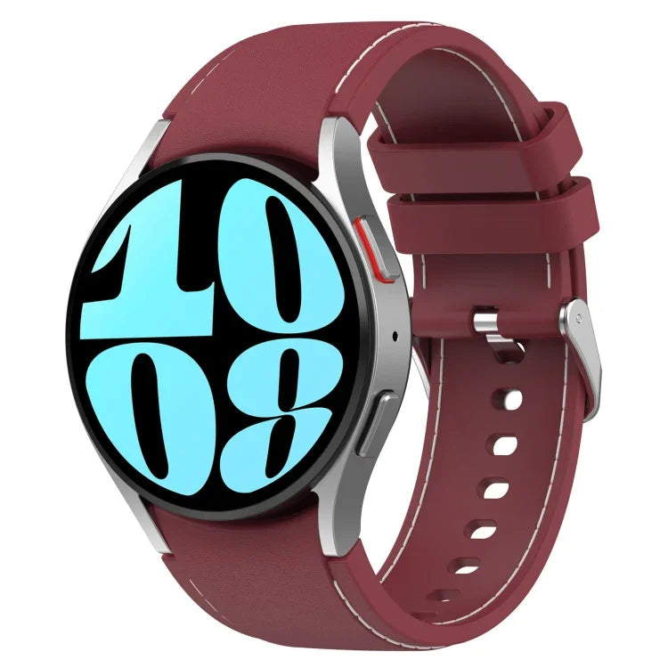 Leather Silicone Watch Band, For Samsung Galaxy Watch 6 / 6 Classic