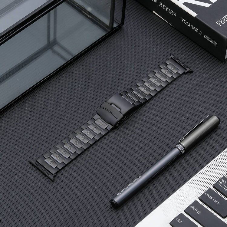 Safety Buckle Titanium Steel Watch Band, For Apple Watch Series 5 44mm, For Apple Watch Series 5 40mm, For Apple Watch Series 4 44mm, For Apple Watch 42mm, For Apple Watch Series 4 40mm, For Apple Watch Series 3 38mm, For Apple Watch 38mm              ...