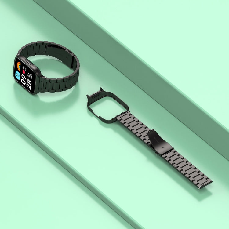 2 in 1 Three-bead Metal Watch Band with Watch Frame, For Redmi Watch 3 Lite / Watch 3 Active