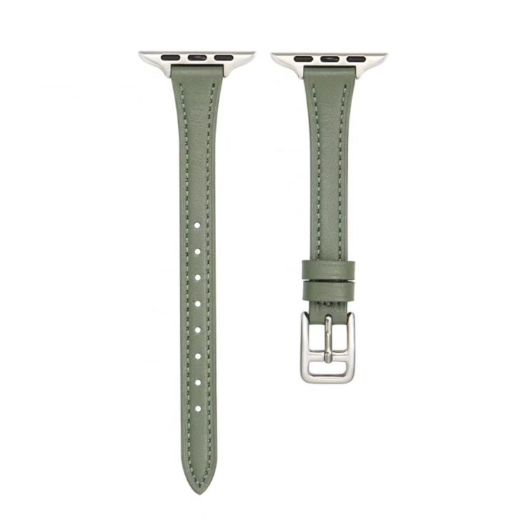 T-shaped Slim Genuine Leather Watch Band, For Apple Watch Series 5 44mm, For Apple Watch Series 5 40mm, For Apple Watch Series 4 44mm, For Apple Watch Series 4 40mm, For Apple Watch Series 3 38mm, For Apple Watch Series 3 42mm