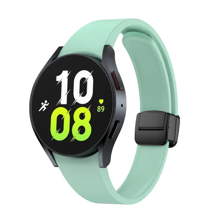 Magnetic Folding Black Buckle Silicone Watch Band, For Samsung Galaxy Watch 6