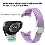 Magnetic Folding Black Buckle Silicone Watch Band, For Samsung Galaxy Watch 6