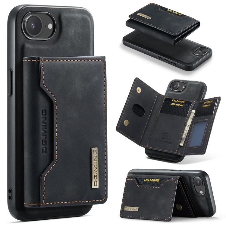 DG.MING M2 Series 3-Fold Card Bag Wallet Leather Phone Case, For iPhone 17e / 16e, For iPhone 17 Pro Max, For iPhone 17 Pro, For iPhone 17, For iPhone Air, For iPhone 16 Pro Max, For iPhone 16 Pro, For iPhone 16 Plus, For iPhone 16