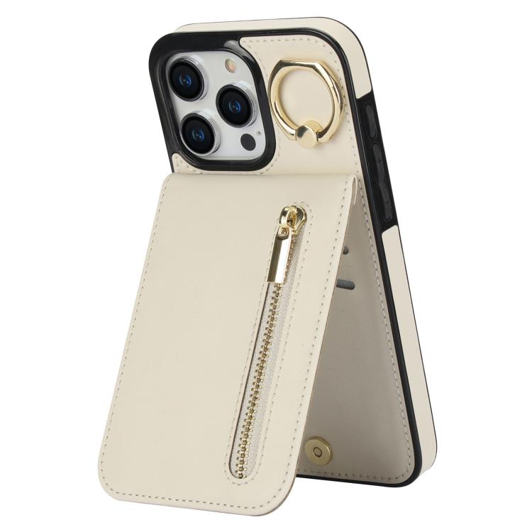 Retro Ring and Zipper RFID Card Slot Phone Case, For iPhone 17e / 16e, For iPhone 17 Pro Max, For iPhone 17 Pro, For iPhone 17, For iPhone Air, For iPhone 16 Pro Max