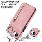 Retro Ring and Zipper RFID Card Slot Phone Case, For iPhone 17e / 16e, For iPhone 17 Pro Max, For iPhone 17 Pro, For iPhone 17, For iPhone Air, For iPhone 16 Pro Max