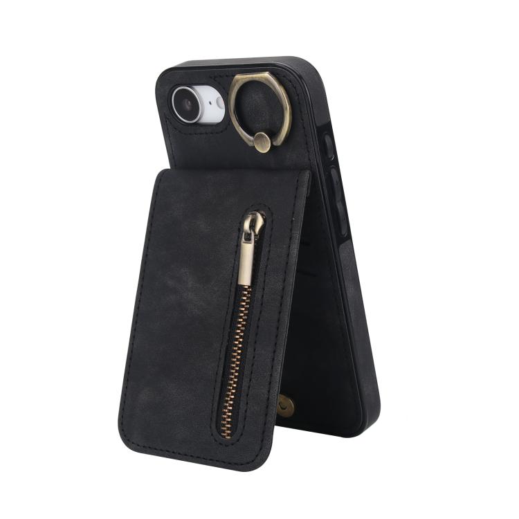 Retro Ring and Zipper RFID Card Slot Phone Case, For iPhone 17e / 16e, For iPhone 17 Pro Max, For iPhone 17 Pro, For iPhone 17, For iPhone Air, For iPhone 16 Pro Max
