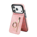 Retro Ring and Zipper RFID Card Slot Phone Case, For iPhone 17e / 16e, For iPhone 17 Pro Max, For iPhone 17 Pro, For iPhone 17, For iPhone Air, For iPhone 16 Pro Max