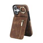 Retro Ring and Zipper RFID Card Slot Phone Case, For iPhone 17e / 16e, For iPhone 17 Pro Max, For iPhone 17 Pro, For iPhone 17, For iPhone Air, For iPhone 16 Pro Max