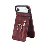 Retro Ring and Zipper RFID Card Slot Phone Case, For iPhone 17e / 16e, For iPhone 17 Pro Max, For iPhone 17 Pro, For iPhone 17, For iPhone Air, For iPhone 16 Pro Max