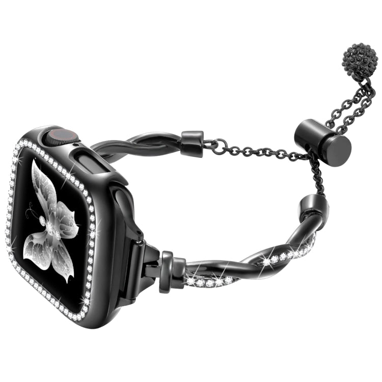 Twist Bracelet Diamond Metal Watch Band, For Apple Watch SE 2023 44mm, For Apple Watch SE 2023 40mm, For Apple Watch Ultra 2 49mm, For Apple Watch Series 9 45mm, For Apple Watch Series 9 41mm, For Apple Watch Ultra 49mm, For Apple Watch Series 8 41mm  ...