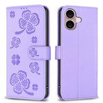 Four-leaf Embossed Leather Phone Case, For iPhone 18 Pro/17 Pro, For iPhone 18 Pro Max/17 Pro Max, For iPhone 17, For iPhone 17 Air, For iPhone 16 Pro Max, For iPhone 16 Pro, For iPhone 16 Plus, For iPhone 16