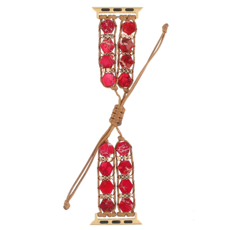 Hexagonal Stones Drawstring Chain Watch Band, For Apple Watch SE 2023 44mm, For Apple Watch SE 2023 40mm, For Apple Watch Ultra 2 49mm, For Apple Watch Series 9 45mm, For Apple Watch Series 9 41mm, For Apple Watch Ultra 49mm, For Apple Watch Series 8 4...