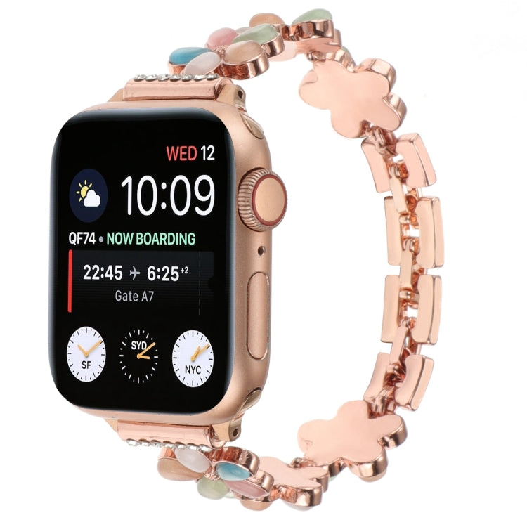 5-petaled Flower Zinc Alloy Chain Watch Band, For Apple Watch SE 40mm, For Apple Watch SE 44mm, For Apple Watch Series 6 40mm, For Apple Watch Series 6 44mm, For Apple Watch Series 5 44mm, For Apple Watch Series 5 40mm