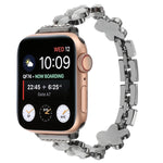 5-petaled Flower Zinc Alloy Chain Watch Band, For Apple Watch Series 4 44mm, For Apple Watch Series 4 40mm, For Apple Watch Series 3 38mm, For Apple Watch Series 3 42mm, For Apple Watch Series 2 42mm, For Apple Watch Series 2 38mm