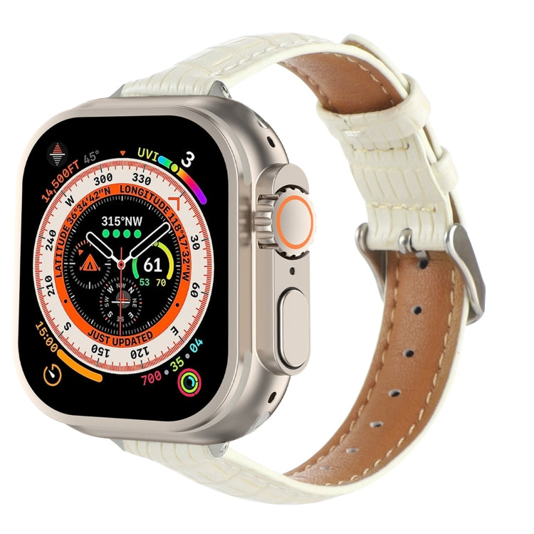 Slim Crocodile Leather Watch Band, For Apple Watch SE 2023 44mm, For Apple Watch SE 2023 40mm, For Apple Watch Ultra 2 49mm, For Apple Watch Series 9 45mm, For Apple Watch Series 9 41mm, For Apple Watch Ultra 49mm