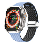Carbon Fiber Magnetic Silver Buckle Watch Band, For Apple Watch Series 9 45mm, For Apple Watch Series 9 41mm, For Apple Watch Ultra 49mm