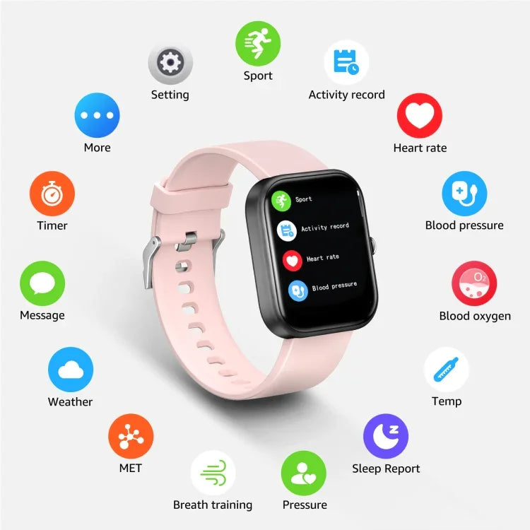 GTS5 2.0 inch Fitness Health Smart Watch, BT Call / Heart Rate / Blood Pressure / MET / Blood Glucose