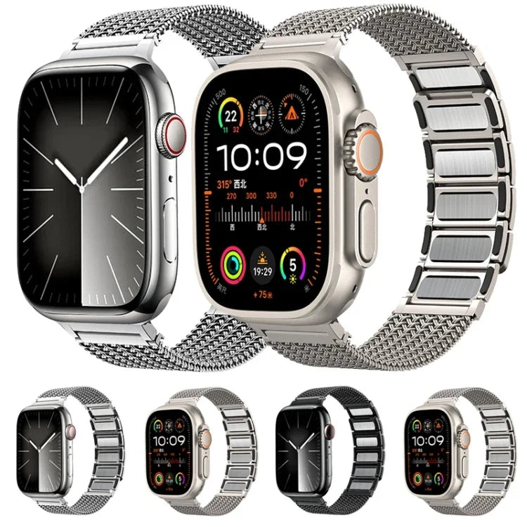Magnetic Clasp Braided Chain Stainless Steel Watch Band, For Apple Watch 42mm, For Apple Watch 38mm