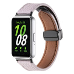 Litchi Texture Magnetic Black Buckle Leather Watch Band, For Samsung Galaxy Fit 3