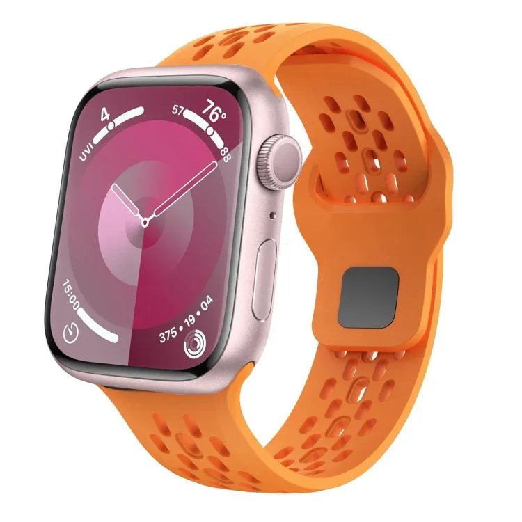 Oval Holes Fluororubber Watch Band, For Apple Watch Series 6 44mm, For Apple Watch Series 5 44mm, For Apple Watch Series 4 44mm, For Apple Watch Series 3 42mm, For Apple Watch Series 2 42mm, For Apple Watch 42mm
