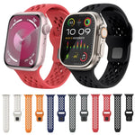 Oval Holes Fluororubber Watch Band, For Apple Watch Series 6 44mm, For Apple Watch Series 5 44mm, For Apple Watch Series 4 44mm, For Apple Watch Series 3 42mm, For Apple Watch Series 2 42mm, For Apple Watch 42mm