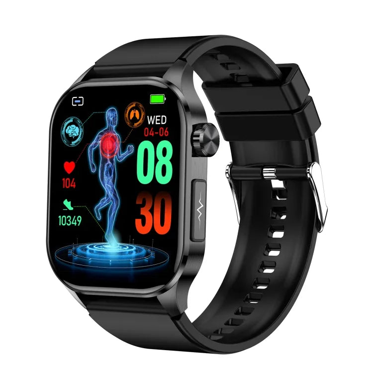 ET580 sports smart watch with ECG and Bluetooth, featuring a vibrant AMOLED screen and health monitoring functions.