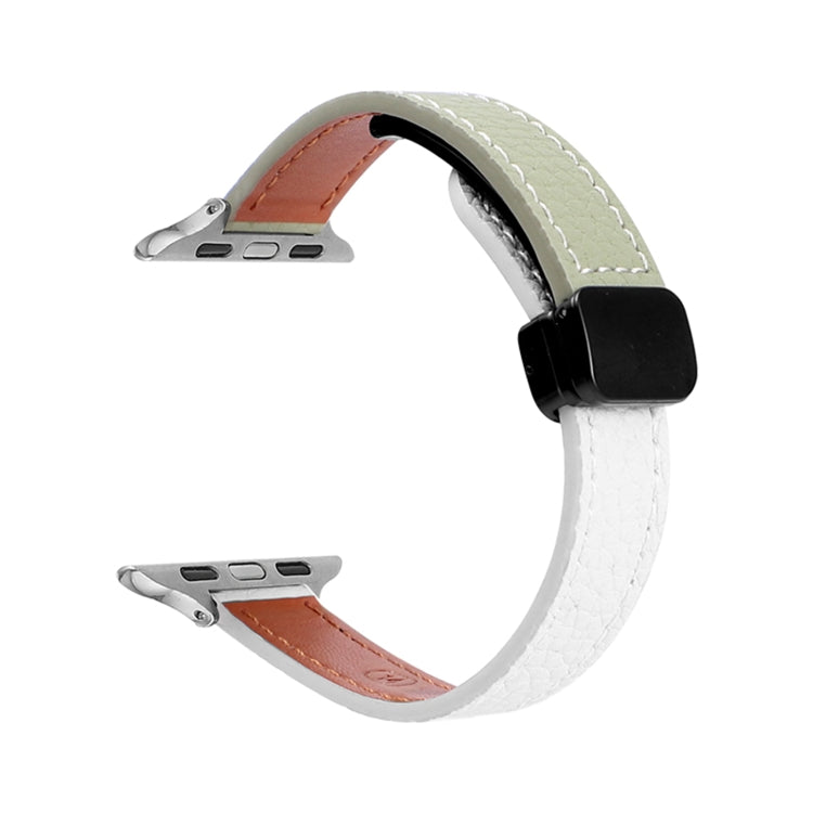 Slim Magnetic Buckle Genuine Leather Watch Band, For Apple Watch Series 9 41mm