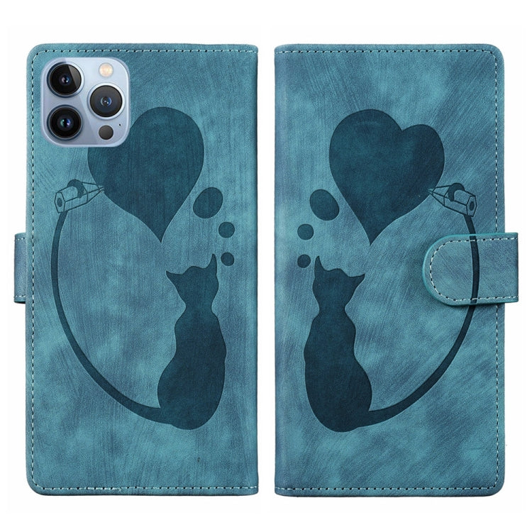 Pen Heart Cat Embossed Leather Phone Case, For iPhone 13 mini, For iPhone 12, For iPhone 12 Pro Max, For iPhone 12 Pro, For iPhone 12 mini, For iPhone 11 Pro Max, For iPhone 11, For iPhone 11 Pro