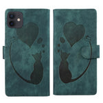 Pen Heart Cat Embossed Leather Phone Case, For iPhone 13 mini, For iPhone 12, For iPhone 12 Pro Max, For iPhone 12 Pro, For iPhone 12 mini, For iPhone 11 Pro Max, For iPhone 11, For iPhone 11 Pro