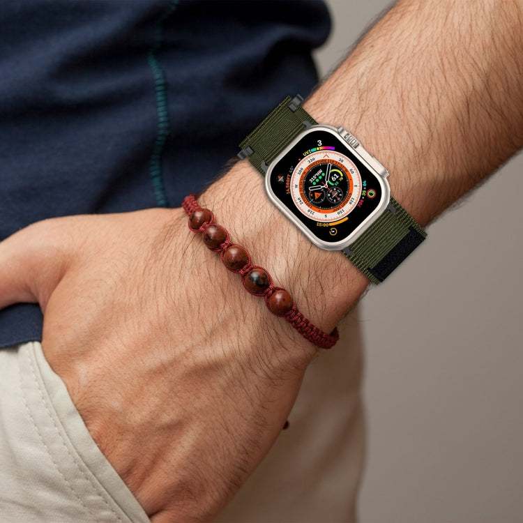 Nylon Hook And Loop Fastener Watch Band, For Apple Watch Series 10 46mm, For Apple Watch Series 10 42mm, For Apple Watch SE 2023 44mm, For Apple Watch SE 2023 40mm, For Apple Watch Ultra 2 49mm, For Apple Watch Series 9 45mm, For Apple Watch Series 9 4...