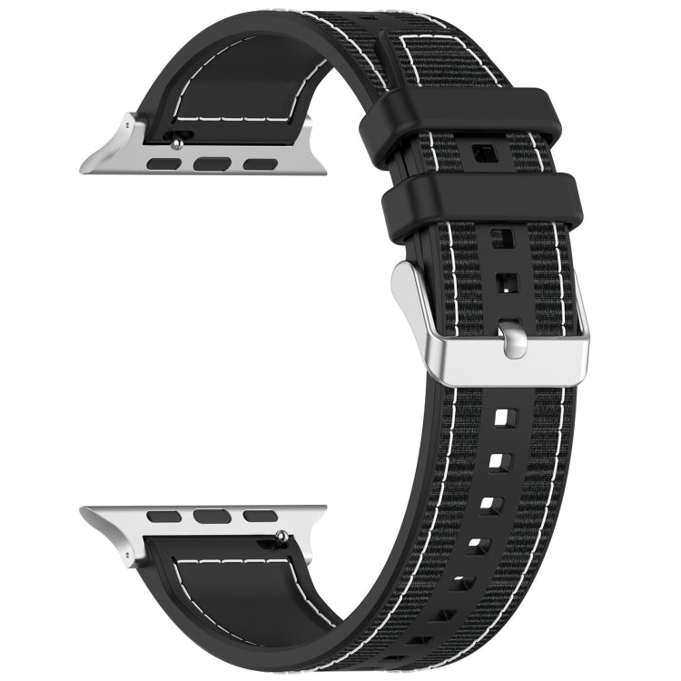 Ordinary Buckle Hybrid Nylon Braid Silicone Watch Band, For Apple Watch SE 40mm, For Apple Watch SE 44mm, For Apple Watch Series 6 40mm, For Apple Watch Series 6 44mm, For Apple Watch Series 5 44mm, For Apple Watch Series 5 40mm                        ...