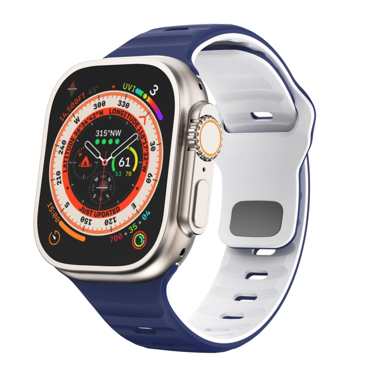 Wave Texture Reverse Buckle Silicone Watch Band, For Apple Watch Ultra 2 49mm, For Apple Watch Series 9 45mm, For Apple Watch Series 9 41mm, For Apple Watch Ultra 49mm