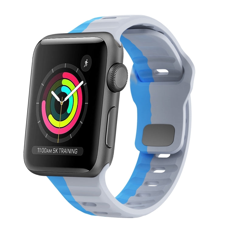 Wave Texture Reverse Buckle Silicone Watch Band, For Apple Watch Series 4 44mm, For Apple Watch Series 4 40mm, For Apple Watch Series 3 38mm, For Apple Watch Series 3 42mm