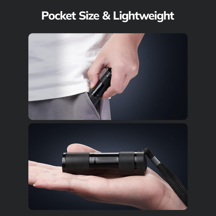 Mini 9 LEDs 395nm Ultraviolet Ray Detection Flashlight, 9 LEDs UV-ray