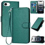 YX0070 Carbon Fiber Buckle Leather Phone Case with Lanyard, For iPhone 17e / 16e, For iPhone 17 Pro Max, For iPhone 17 Pro, For iPhone 17, For iPhone Air, For iPhone 16 Pro Max