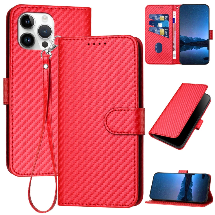 YX0070 Carbon Fiber Buckle Leather Phone Case with Lanyard, For iPhone 13 Pro Max, For iPhone 13 Pro, For iPhone 13, For iPhone 13 mini, For iPhone 12 / 12 Pro, For iPhone 12 Pro Max