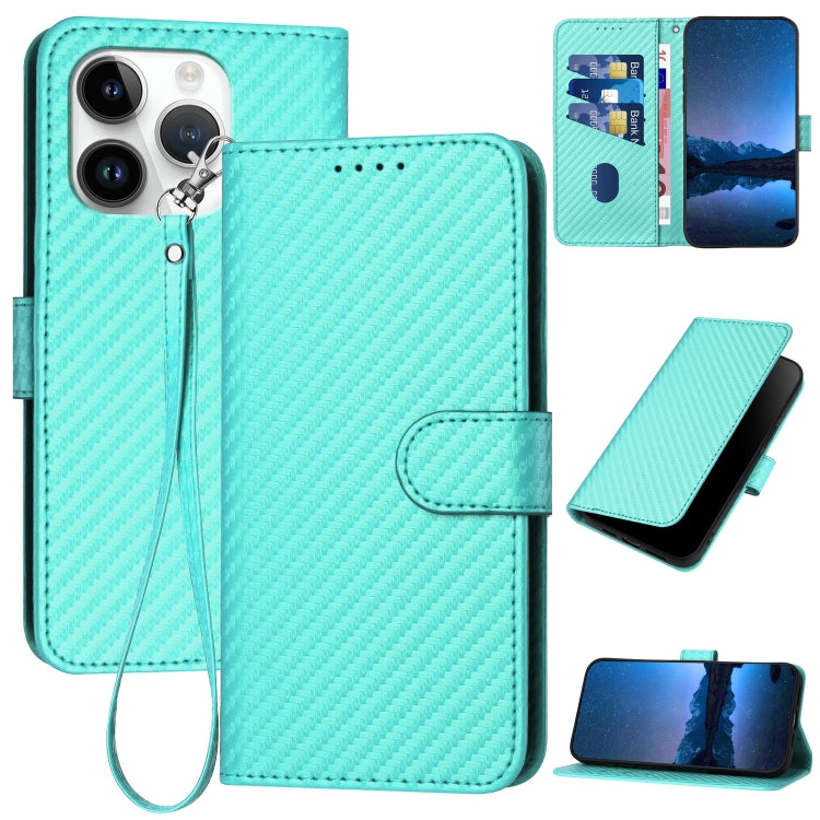 YX0070 Carbon Fiber Buckle Leather Phone Case with Lanyard, For iPhone 13 Pro Max, For iPhone 13 Pro, For iPhone 13, For iPhone 13 mini, For iPhone 12 / 12 Pro, For iPhone 12 Pro Max