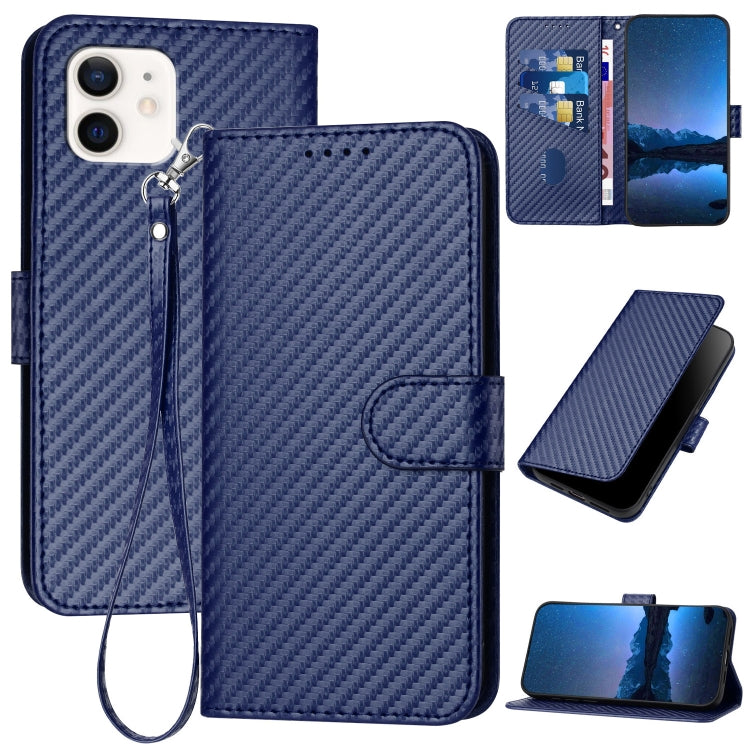 YX0070 Carbon Fiber Buckle Leather Phone Case with Lanyard, For iPhone 13 Pro Max, For iPhone 13 Pro, For iPhone 13, For iPhone 13 mini, For iPhone 12 / 12 Pro, For iPhone 12 Pro Max