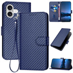 YX0070 Carbon Fiber Buckle Leather Phone Case with Lanyard, For iPhone 17e / 16e, For iPhone 17 Pro Max, For iPhone 17 Pro, For iPhone 17, For iPhone Air, For iPhone 16 Pro Max