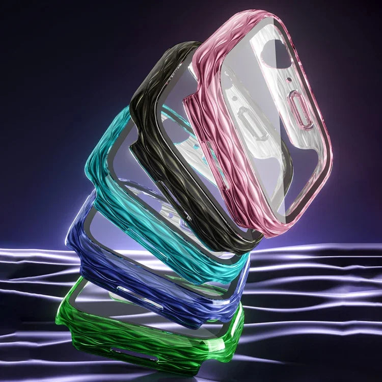 2 in 1 PC Hybrid Tempered Glass Protector Case, For Apple Watch Series 6 / 5 / 4 / SE 44mm, For Apple Watch Series 6 / 5 / 4 / SE 40mm, For Apple Watch Series 9 / 8 / 7 45mm, For Apple Watch Series 9 / 8 / 7 41mm