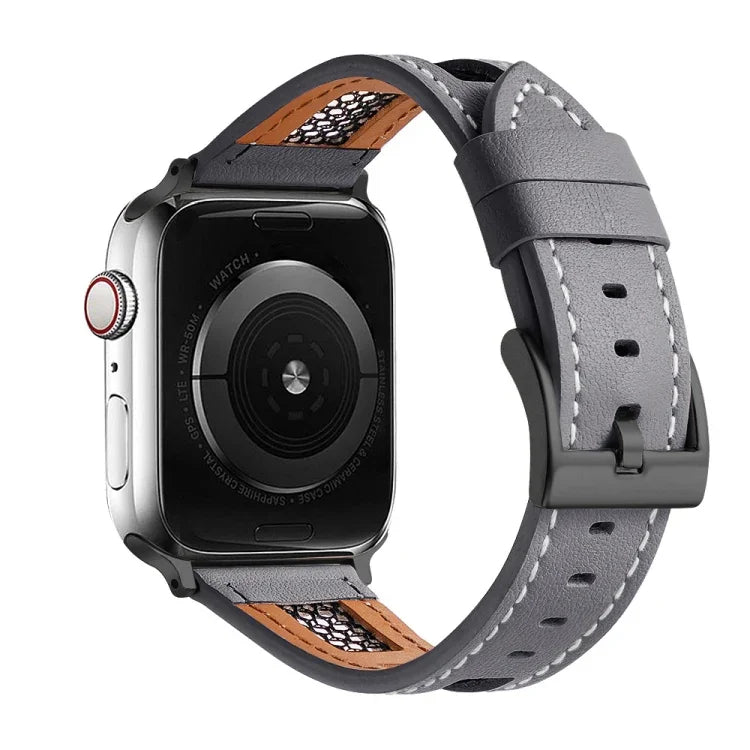 Mesh Calfskin Genuine Leather Watch Band, For Apple Watch 42mm, For Apple Watch 38mm